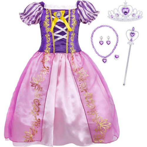  HenzWorld Little Girls Dress Princess Costume Fancy Birthday Party Cosplay Jewelry Accessories Purple Clothes