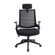 Heonsit Furniture Ergonomic Office Chair High Back Mesh Chair with Adjustable Headrest and Armrests, Tilt Lock, Lumbar Support Mesh Desk Executive Office Chair (Black)