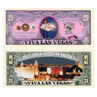 Las Vegas Sin City Gambling 21 Dollar Bill With Bill Protector by Hepkat Provisioners