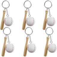 [아마존베스트]Baseball & Wooden Bat Keychains 6 Pack Baseball Party Favors for Baseball Themed Party, Birtyday Party and Goody Bags