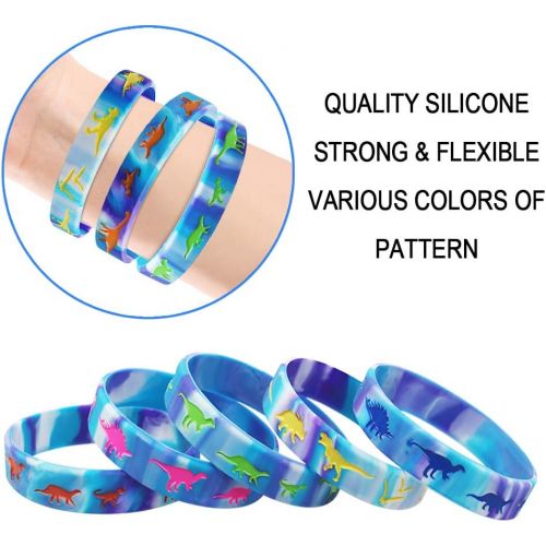  Heqishun Dinosaurs Silicone Wristbands 30 Pack Dinosaurs World Party Supplies for Dinosaurs Theme Party Favors Gifts Bags Stuffers