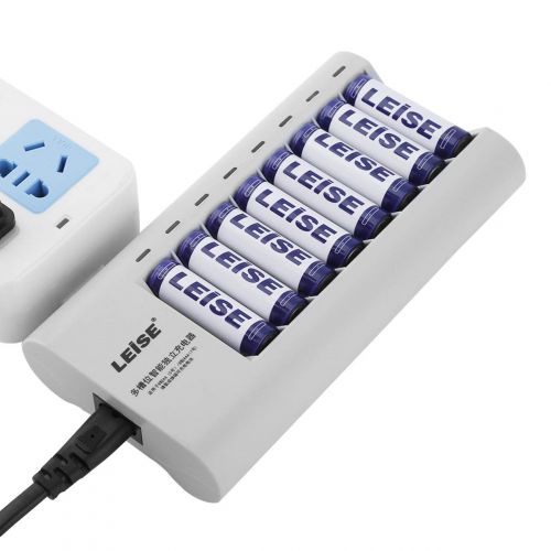  Heraihe LEISE-858 Intelligent Fast Independent Charger Set Eight Slots Independent Charger Eight Batteries Power Cable Line