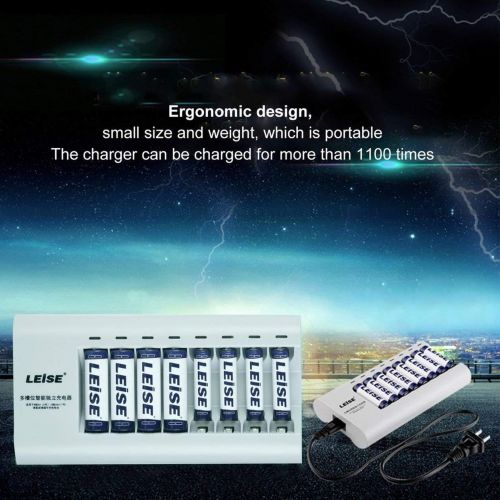  Heraihe LEISE-858 Intelligent Fast Independent Charger Set Eight Slots Independent Charger Eight Batteries Power Cable Line
