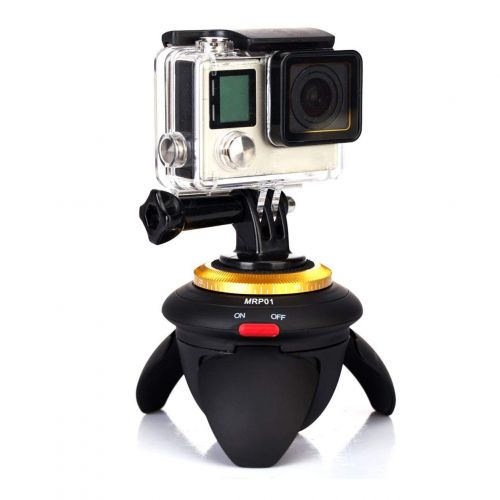  Heraihe Tripod Head for GoPro, Mini 360-Degree Electric Rotation Panorama Time Lapse Grip Stabilizer with 14 Screw Thread Base, for Camera, Smartphone
