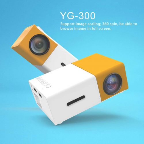  Heraihe YG300 Professional Mini Projector Full HD1080P Home Theater LED Projector LCD Video Media Player Projector Yellow & White