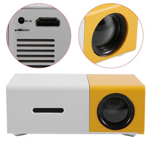  Heraihe YG300 Professional Mini Projector Full HD1080P Home Theater LED Projector LCD Video Media Player Projector Yellow & White