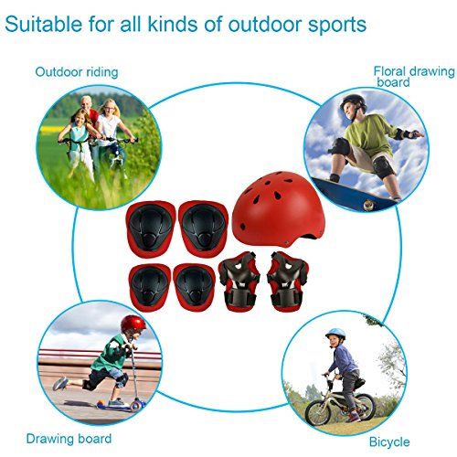 허버렌드 Herbalcandybox Kids Protective Gear Set with Wrist Guard Knee Pads Elbow Pads Helmet