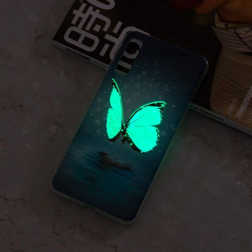  [아마존베스트]Herbests Compatible with Samsung Galaxy A7 2018 Case Silicone Ultra Thin Mobile Phone Case Luminous Bright Soft TPU Protective Case Crystal Silicone Crystal Transparent Case Blue B