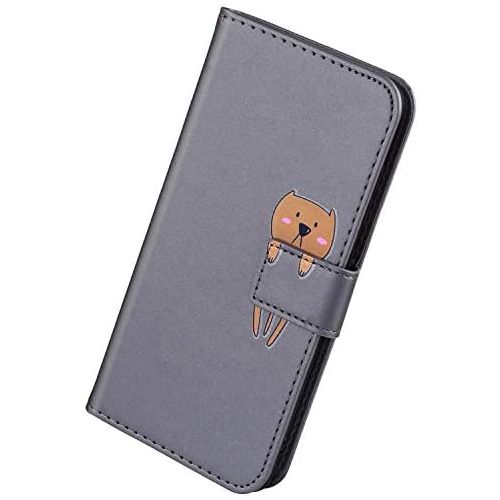  [아마존베스트]Herbests Compatible with Huawei P20 Lite Mobile Phone Case Leather Case for Boys Men Cute Cartoon 3D Animal Pattern Leather Protective Flip Case Wallet Case Flip Cover Flip Case Be