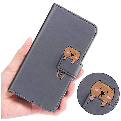  [아마존베스트]Herbests Compatible with Huawei P20 Lite Mobile Phone Case Leather Case for Boys Men Cute Cartoon 3D Animal Pattern Leather Protective Flip Case Wallet Case Flip Cover Flip Case Be