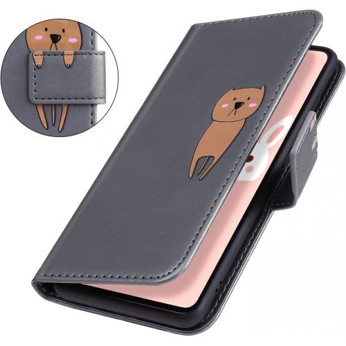  [아마존베스트]Herbests Compatible with Huawei P20 Lite Mobile Phone Case Leather Case for Boys Men Cute Cartoon 3D Animal Pattern Leather Protective Flip Case Wallet Case Flip Cover Flip Case Be