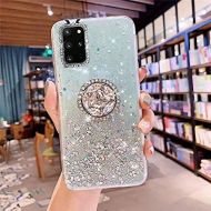 [아마존베스트]Herbests Compatible with Samsung Galaxy S20 Plus Case with Ring Holder Stand Shiny Bling Rhinestone Glitter Star Transparent TPU Silicone Protective Mobile Phone Case Crystal Clear