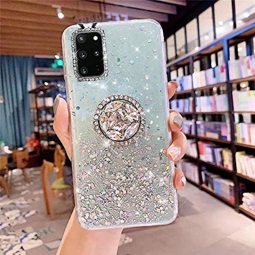  [아마존베스트]Herbests Compatible with Samsung Galaxy S20 Plus Case with Ring Holder Stand Shiny Bling Rhinestone Glitter Star Transparent TPU Silicone Protective Mobile Phone Case Crystal Clear