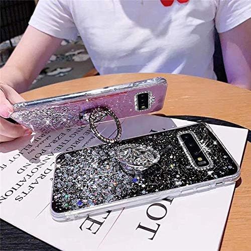  [아마존베스트]Herbests Compatible with Samsung Galaxy S10 Plus Case with Ring Holder Stand Shiny Bling Rhinestone Glitter Star Transparent TPU Silicone Protective Mobile Phone Case Crystal Clear