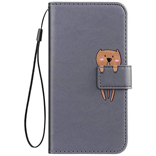  [아마존베스트]Herbests Compatible with Huawei Y7 2019 mobile phone case leather case for boys men cute cartoon 3D animal pattern leather protective flip case wallet case flip case flip case cove