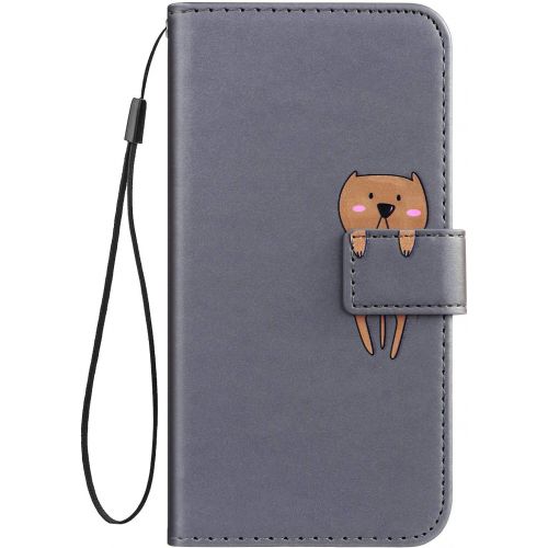  [아마존베스트]Herbests Compatible with Huawei Y7 2019 mobile phone case leather case for boys men cute cartoon 3D animal pattern leather protective flip case wallet case flip case flip case cove