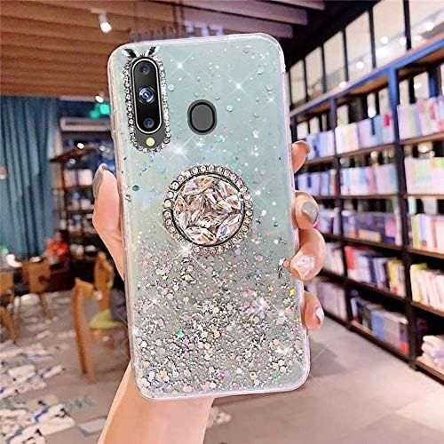  [아마존베스트]Herbests Compatible with Samsung Galaxy A20S Case with Ring Holder Stand Shiny Bling Rhinestone Glitter Star Transparent TPU Silicone Protective Mobile Phone Case Crystal Clear Cas