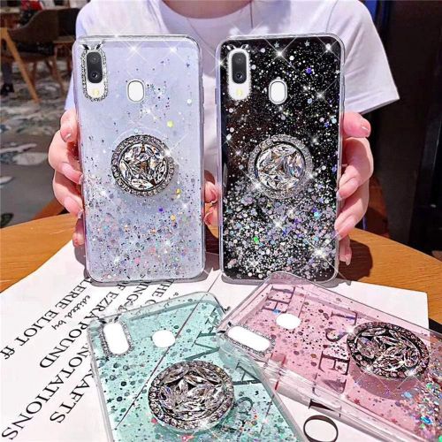  [아마존베스트]Herbests Compatible with Samsung Galaxy A20e Case with Ring Holder Stand Shiny Bling Rhinestone Glitter Star Transparent TPU Silicone Protective Mobile Phone Case Crystal Clear Cas