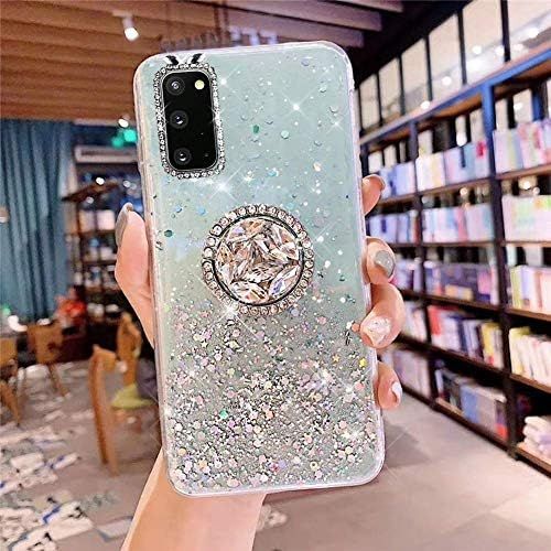  [아마존베스트]Herbests Compatible with Samsung Galaxy S20 Case with Ring Holder Stand Shiny Bling Rhinestone Glitter Star Transparent TPU Silicone Protective Mobile Phone Case Crystal Clear Case