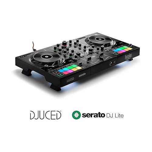  Hercules DJControl Inpulse 500 2-Channel DJ Software Controller Includes DJUCED DJ & Serato DJ Lite Software with Retractable Feet and CR3-X Pair Studio Monitors