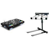 Hercules DJControl Inpulse 500: 2-deck USB DJ controller for Serato DJ and DJUCED (included) & Pyle Portable Folding Laptop Stand - Standing Table, Foldable Height and Four Prong Anti-Slip Tray
