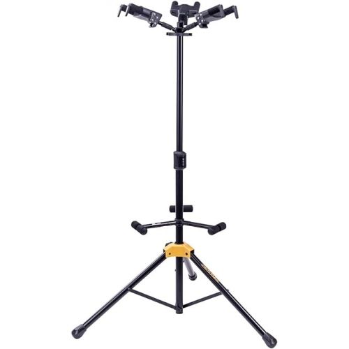  Hercules Stands GS525B 5-space Guitar Rack for Electric, Acoustic, and Bass Guitars with Two Extension Yokes & GS432BPLUS Auto Grip Triple Guitar Stand