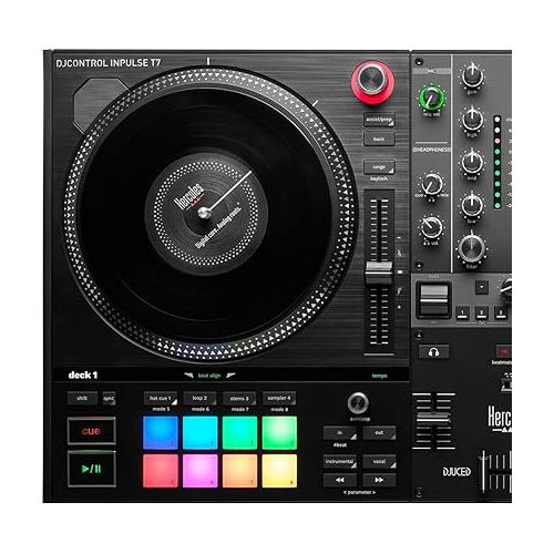  Hercules DJControl Inpulse T7, 2 Deck Motorized DJ Controller with built in STEMS Control, Serato DJ and DJUCED included