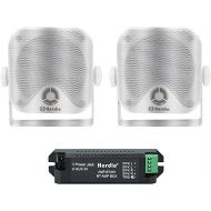 Herdio 4 Inches Marine Box Bluetooth Speakers -Compact Waterproof Audio Sound System with 100 Watt Power for Boat Golf cart Jeep ATV UTV Truck Heavy Duty Powersports Vehicles Courtyard (White)