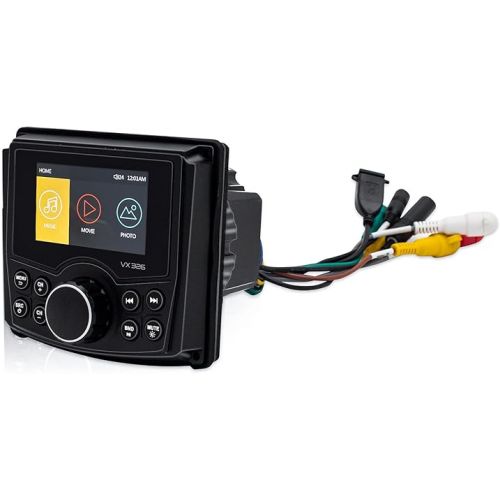  Herdio 3 Inches Marine Radio Bluetooth Waterproof, UTV Marine Stereo Receiver,Gauge Style Head Unit, Perfect for Marine,ATV, Boat, RZR