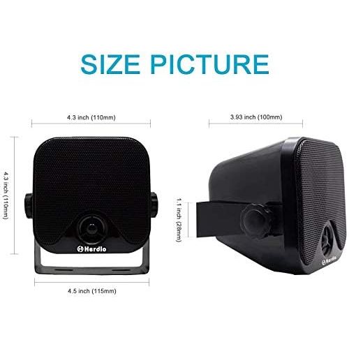  4 Inches Heavy Duty Waterproof Boat Marine Box Outdoor Speakers Surface Mounted for Skid Steer ATV UTV RZR Golf Cart Tractor Powersports Boat Truck Jeep