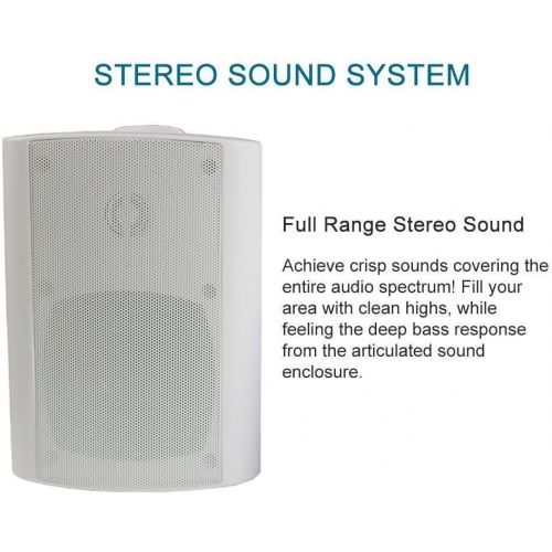  [아마존베스트]Herdio 4 Inches Outdoor Bluetooth Speakers Waterproof Patio Deck Wall Mount Speakers （White）