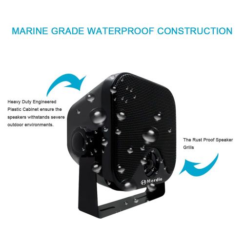  Herdio 4 Inches Heavy Duty Waterproof Boat Marine Box Outdoor Speakers Surface Mounted for Skid Steer ATV UTV RZR Golf Cart Tractor Powersports Boat Truck Jeep