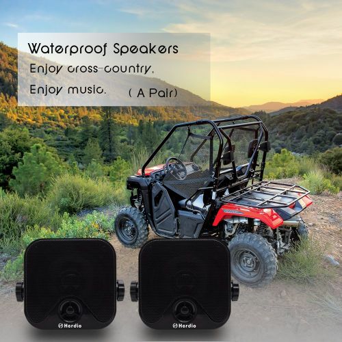  Herdio 4 Inches Heavy Duty Waterproof Boat Marine Box Outdoor Speakers Surface Mounted for Skid Steer ATV UTV RZR Golf Cart Tractor Powersports Boat Truck Jeep