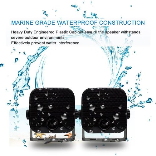  Herdio 4 Inches Heavy Duty Waterproof Boat Marine Box Bluetooth Outdoor Speakers Surface Mounted for Camper Skid Steer ATV UTV RZR Golf Cart Tractor