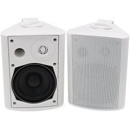 Herdio 5.25 Inches 200 Watts Indoor Outdoor Patio Bluetooth Speakers with Superior Stereo Dome Tweeter All Weather Wired Wall Mount System(White)