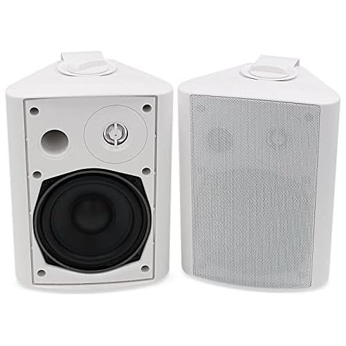  Herdio 5.25 Inches 200 Watts Indoor Outdoor Patio Bluetooth Speakers with Superior Stereo Dome Tweeter All Weather Wired Wall Mount System(White)