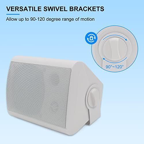  Herdio 5.25 Inches 200 Watts Indoor Outdoor Patio Bluetooth Speakers with Superior Stereo Dome Tweeter All Weather Wired Wall Mount System(White)