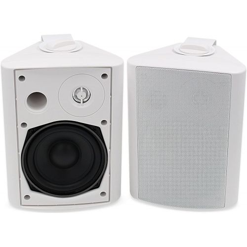  Herdio 5.25 Inches 200 Watts Indoor Outdoor Patio Bluetooth Speakers with Superior Stereo Dome Tweeter All Weather Wired Wall Mount System(White)