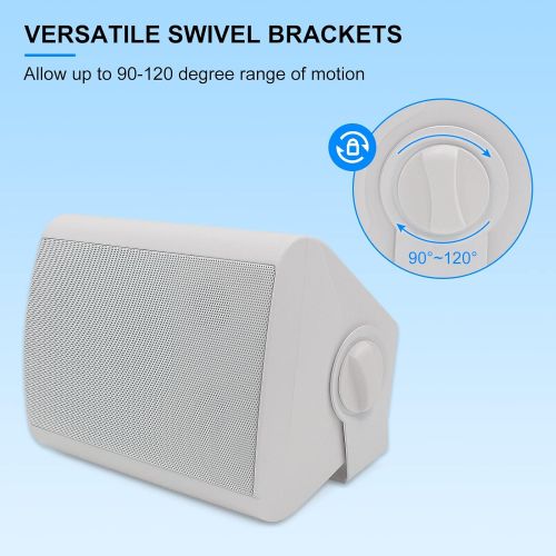  Herdio 5.25 Inches 200 Watts Indoor Outdoor Patio Bluetooth Speakers with Superior Stereo Dome Tweeter All Weather Wired Wall Mount System(White)