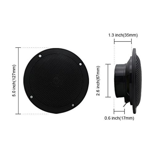  4 Inches Herdio Waterproof Marine Ceiling Flush Wall Mount Speakers with 160 Watts Power, Handling for Kitchen Bathroom Boat Car Motorcycle Cloth Surround and Low Profile Design -