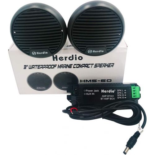  Herdio 3 inch Marine Boat Bluetooth Speakers Motorcycle Hot tub Stereo with Max Power 140 watt(A Pair) (Gray)