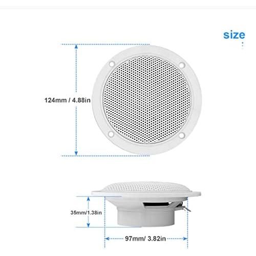 4 Inches Herdio Waterproof Marine Ceiling Speakers with 160 Watts Power, Handling for Kitchen Bathroom Boat Car RV Camper Motorcycle Cloth Surround and Low Profile Design - 1 Pair