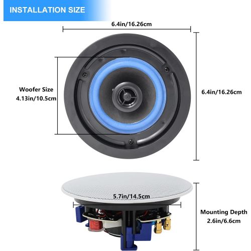  [아마존베스트]Herdio 4 Inches Flush Mount 2 Way Full Range Stereo in Wall Ceiling Bluetooth Speakers,Perfect for Humid Indoor Outdoor Placement Bath, Kitchen,Bedroom,Covered Porches A Pair