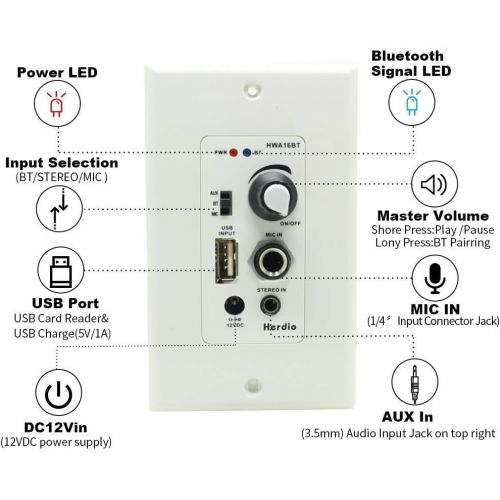  [아마존베스트]Herdio Home Audio Package Wall Mount Audio Control Amplifier Receiver System and HCS-418 in Ceiling Bathroom Kitchen Living Room Speakers (A Pair)