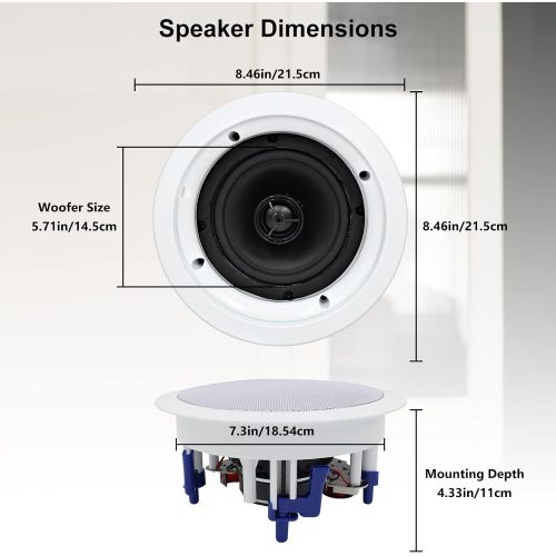  [아마존베스트]Herdio 5.25” 4 Stereo Sound Flush Mount in-Ceiling Bluetooth Speaker System Max Power 600 Watts Perfect for Humid Indoor Outdoor, Kitchen,Bedroom,Bathroom,Home Theater,Covered Porc