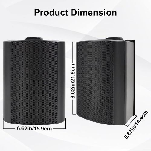  [아마존베스트]Herdio 4 Inches Outdoor Indoor Patio Bluetooth Wall Mount Speakers Waterproof (Black)