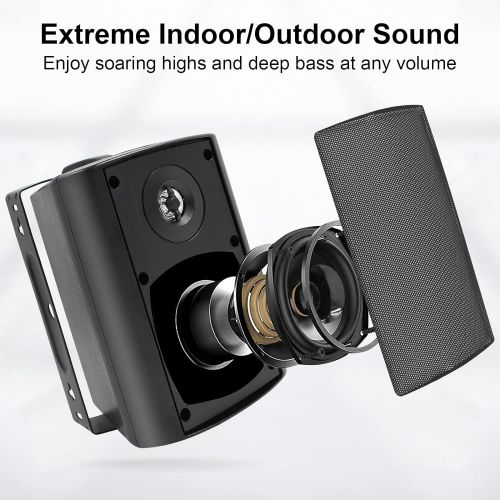  [아마존베스트]Herdio 4 Inches Outdoor Indoor Patio Bluetooth Wall Mount Speakers Waterproof (Black)