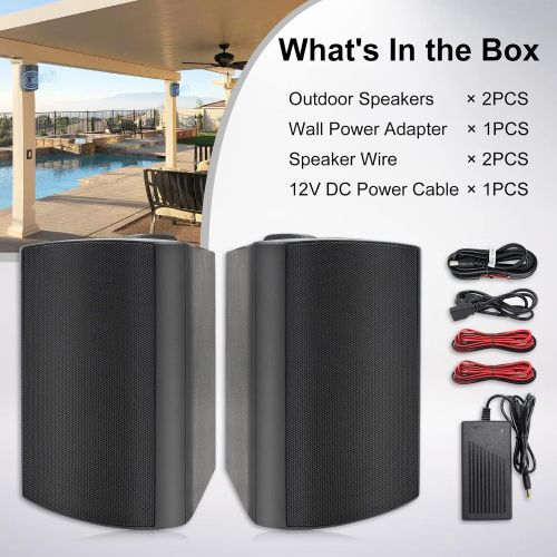  [아마존베스트]Herdio 4 Inches Outdoor Indoor Patio Bluetooth Wall Mount Speakers Waterproof (Black)