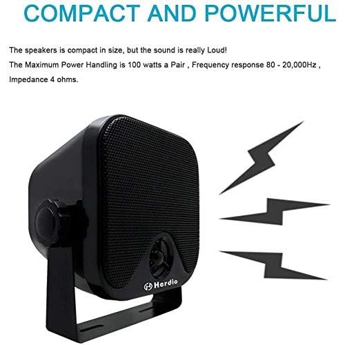  [아마존베스트]Herdio 4 Inches Heavy Duty Waterproof Boat Marine Box Outdoor Speakers Surface Mounted for Skid Steer ATV UTV RZR Golf Cart Tractor Powersports Boat Truck Jeep