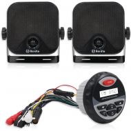 [아마존베스트]Herdio Receiver/Speaker Package, Bluetooth, MP3/USB AM/FM Marine Stereo Bundle for Boat ATV UTV SPA.